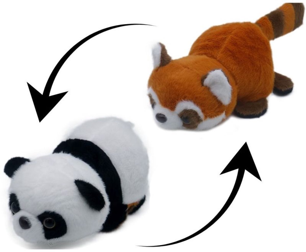 Omkkeerbare Knuffel - 25cm - 2 in 1 - Panda naar Rode Panda - Zachte Pluche Knuffel - Perfect Cadeau voor Kinderen & Dierenliefhebbers