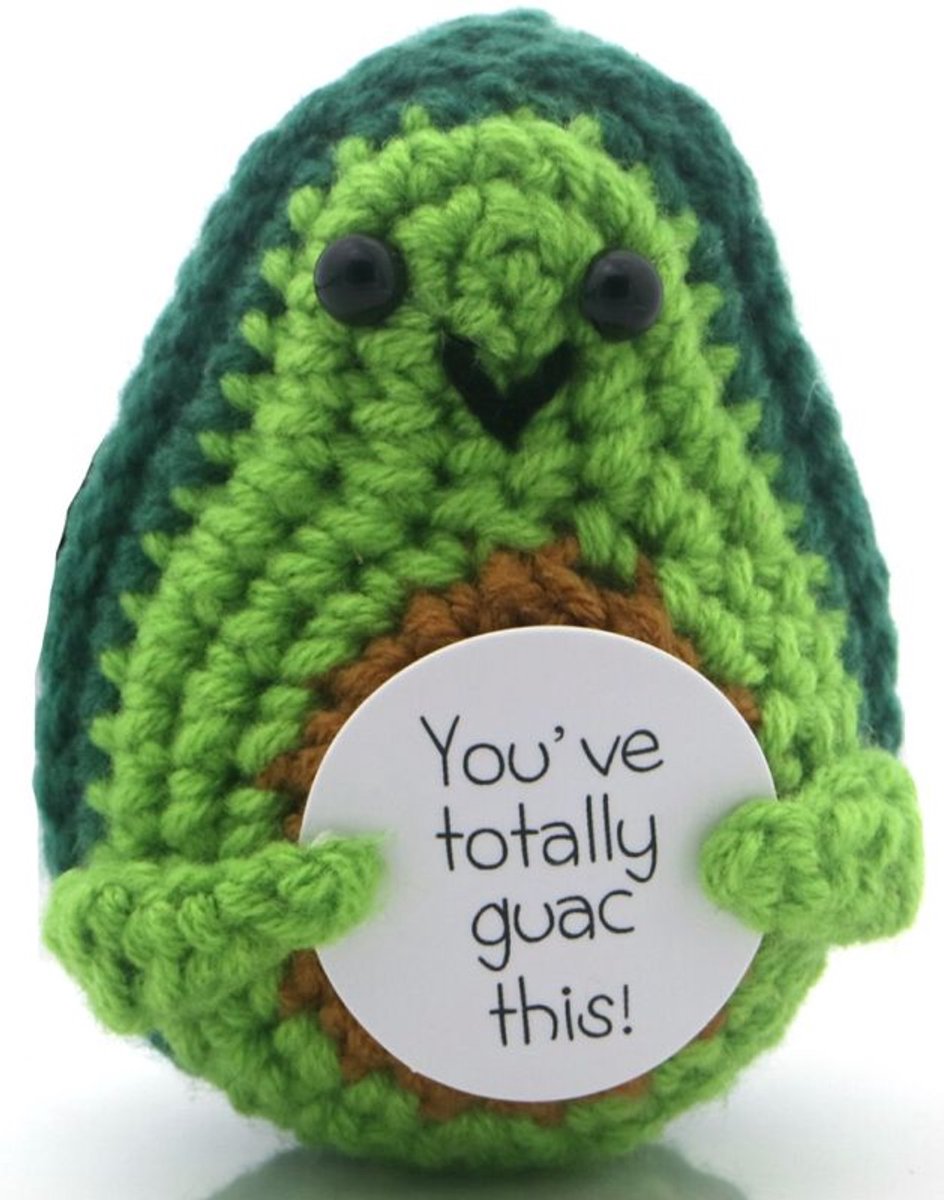 Positive Avocado - Positieve Vriendjes - Avocado - 7cm - Cadeau Artikel - Gehaakt Poppetje
