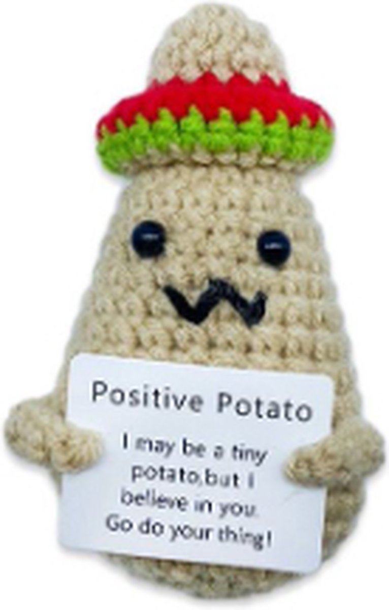 Positive Potato - Positieve Vriendjes - Mexicaanse Aardappel - 10cm - Cadeau Artikel - Gehaakt Poppetje