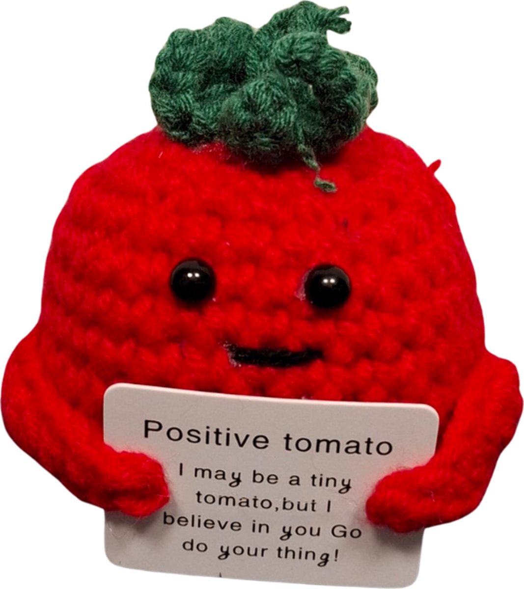 Positive Tomato - Positieve Vriendjes - Tomaat - 7cm - Cadeau Artikel - Gehaakt Poppetje