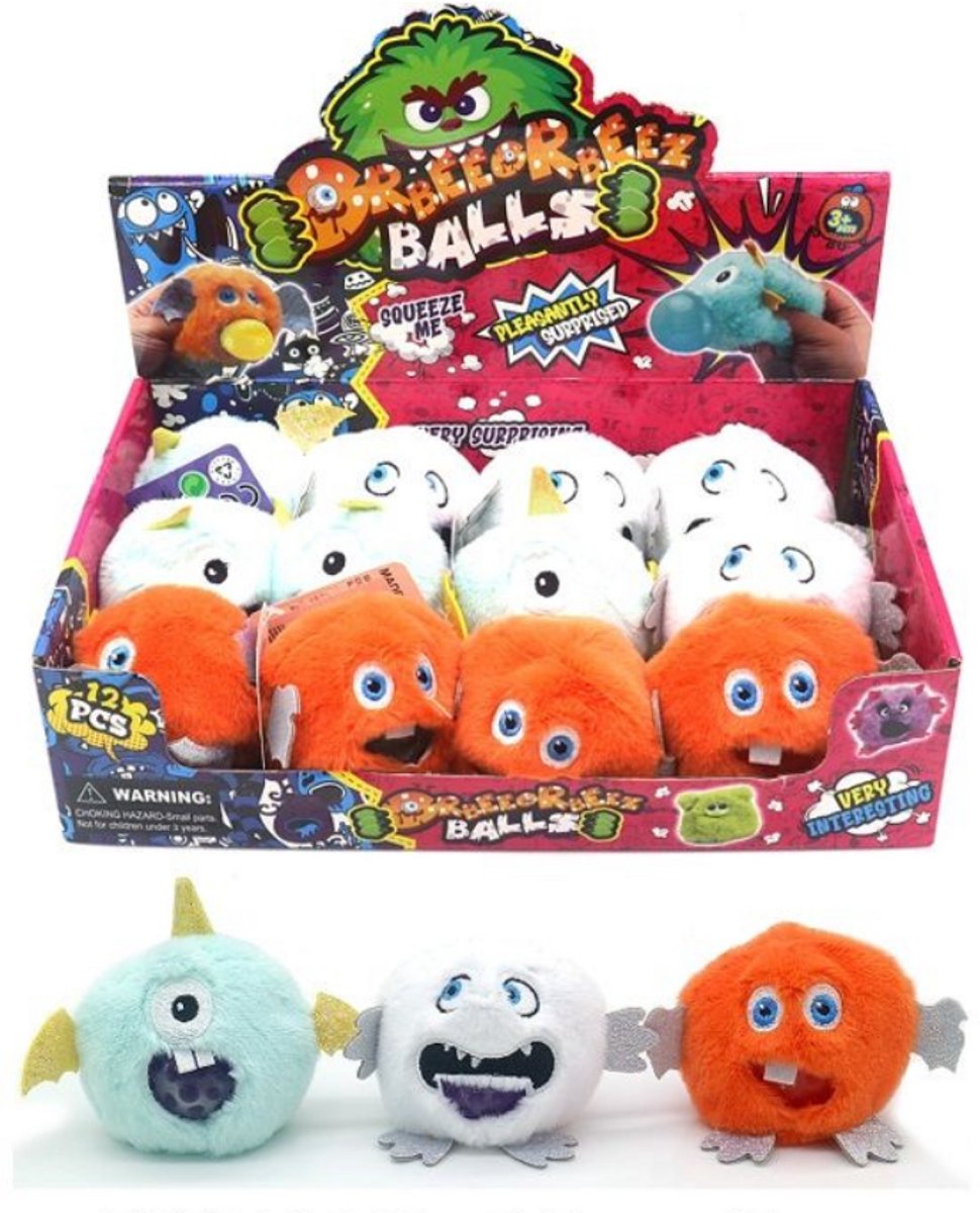 Stressbal Orbeez – Set van 12 – Pluche Buitenkant – 7.5 cm – Anti-Stress Speelgoed voor Kids