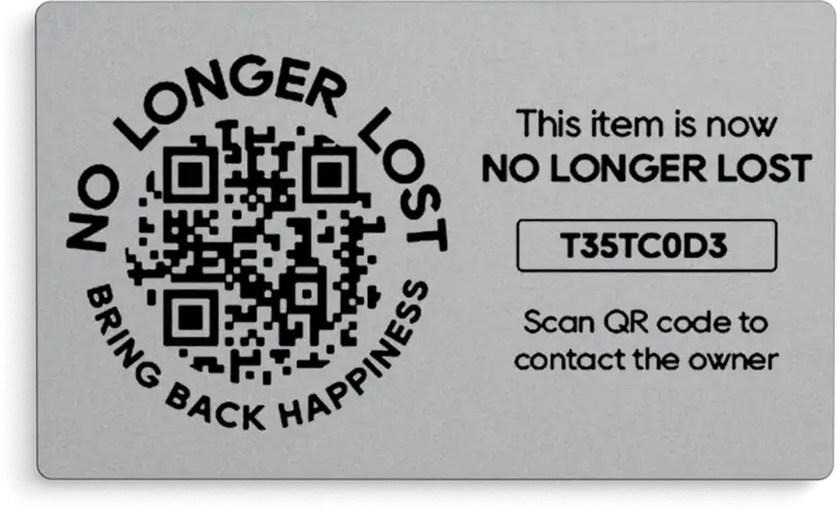 NoLongerLost - Gegraveerde QR code sticker (x2) - tracking - Unieke QR code