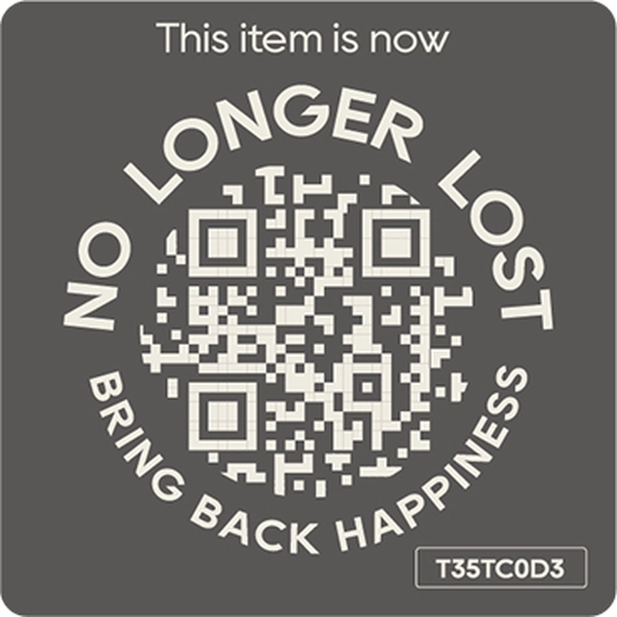 NoLongerLost - Koffer Stickers (x2) - Slimme Sticker groot vierkant (4.5 cm x 4.5 cm) - Donker grijs - Unieke QR code - Tracking