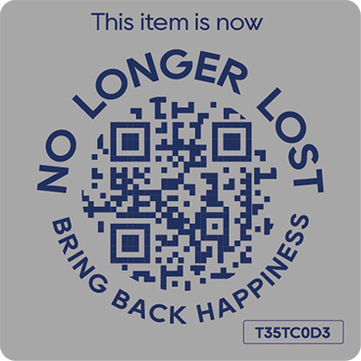 NoLongerLost - Koffer Stickers (x2) - Slimme Sticker groot vierkant (4.5 cm x 4.5 cm) - Licht grijs - Unieke QR code - Tracking