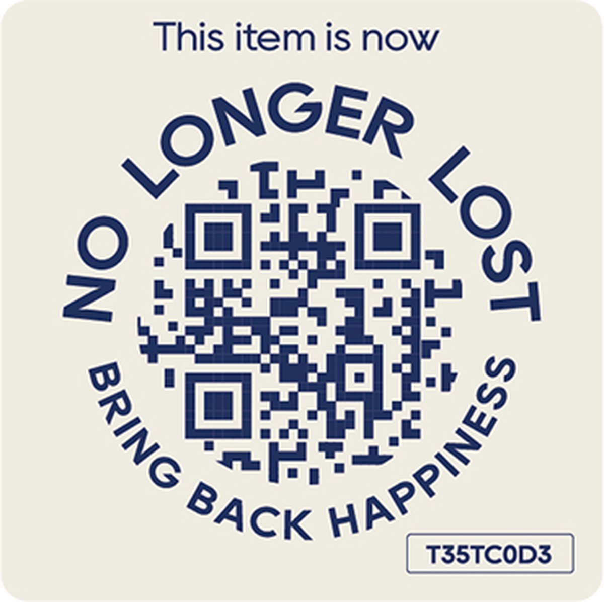 NoLongerLost - Koffer Stickers (x2) - Slimme Sticker groot vierkant (4.5 cm x 4.5 cm) - Off white - Unieke QR code - Tracking