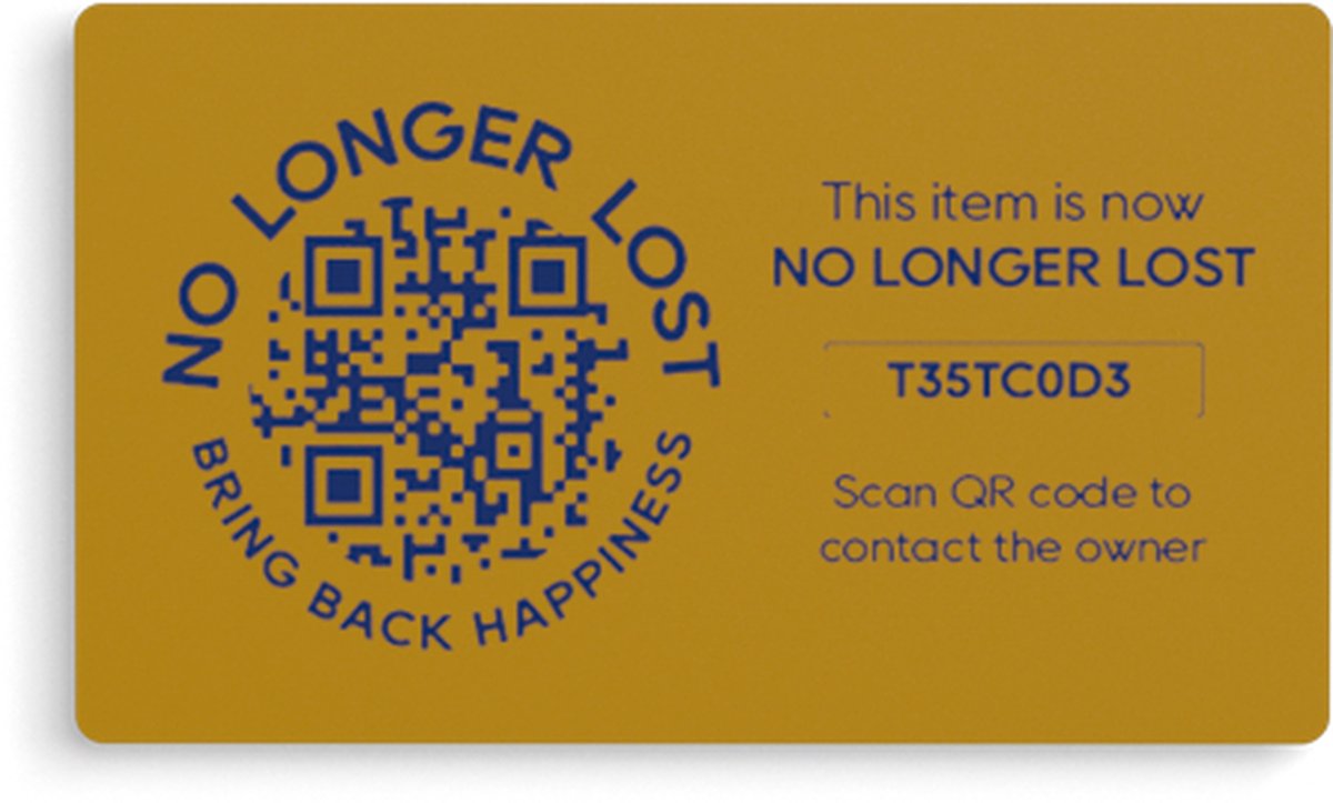 NoLongerLost - Koffer Stickers (x2) - Slimme Sticker klein rechthoek (4.5 cm x 2.5 cm) - Geel - Unieke QR code - Tracking