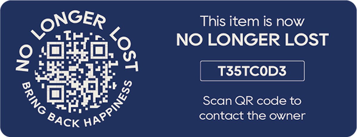 Slimme sticker (x2) - Donkerblauw - NoLongerlost - slimme Sticker klein rechthoek - QR code -