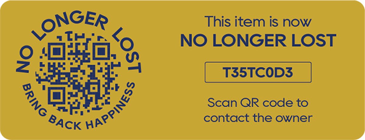 Slimme sticker (x2) - Geel - NoLongerlost - slimme Sticker groot rechthoekig - QR code -