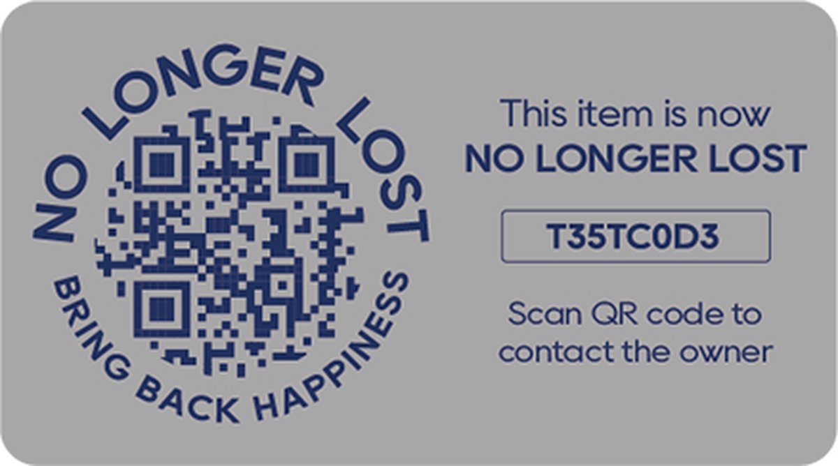 Slimme sticker (x2) - Licht grijs - NoLongerlost - slimme Sticker klein rechthoek - QR code -