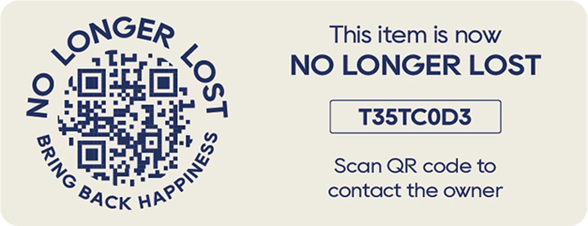 Slimme sticker (x2) - Off white - NoLongerlost - slimme Sticker groot rechthoekig - QR code -