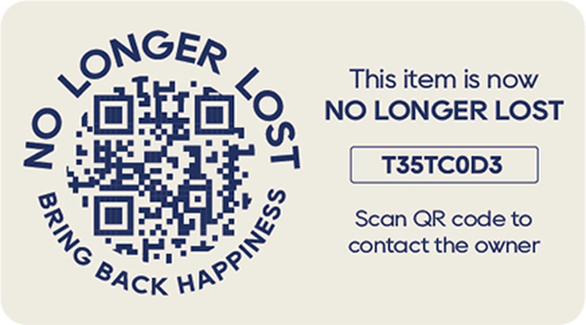 Slimme sticker (x2) - Off white - NoLongerlost - slimme Sticker klein rechthoek - QR code -