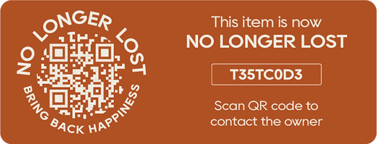 Slimme sticker (x2) - Roestbruin - NoLongerlost - slimme Sticker groot rechthoekig - QR code -