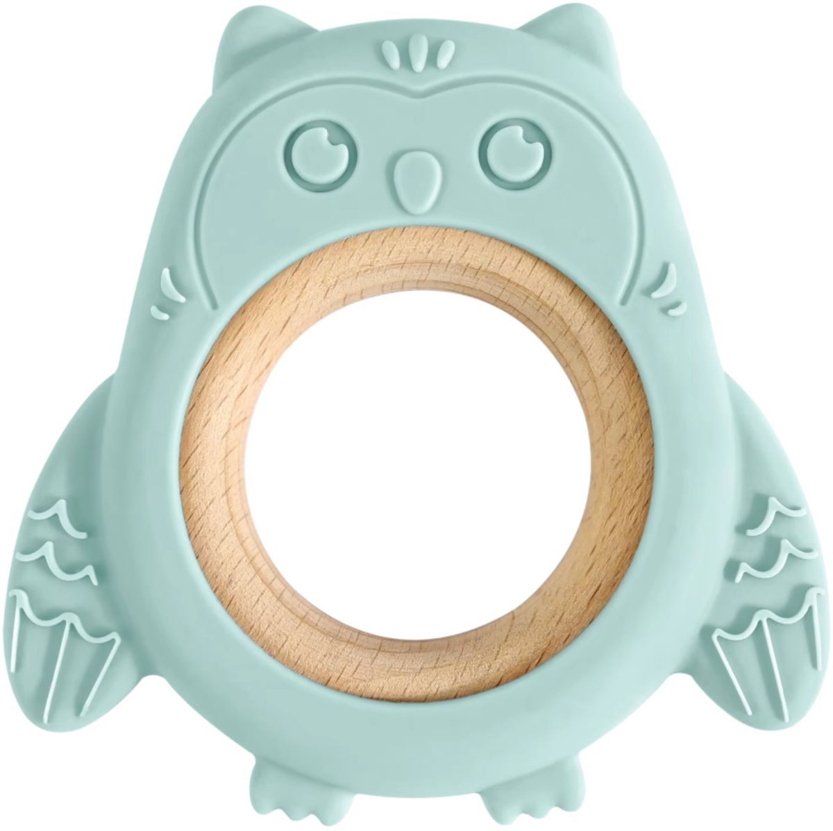 Norana Bijtring - Siliconen Bijtring Baby - kinderspeelgoed - Veilig Bijtspeelgoed - Verzachtend voor Tandjes Pijn - Duurzaam en BPA-vrij - Groene Uil