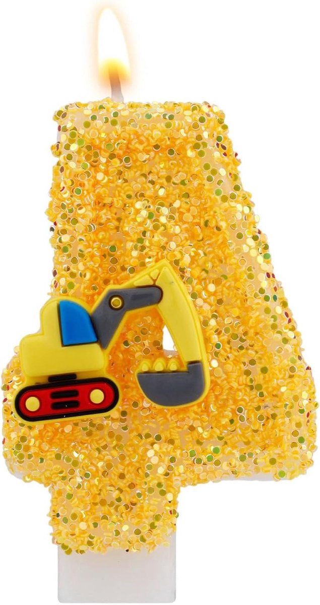 Nordivar - Bouw Thema Vrachtwagen Nummer Kaarsen voor Jongens Verjaardagsfeest (Nummer 4)