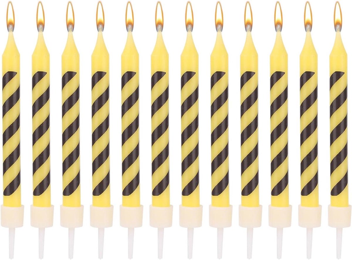 Nordivar - Bouwverjaardagskaarsen - Geel Zwart - Bouwthema - Ingenieurs - Feest Bruiloft Taart Decoratie