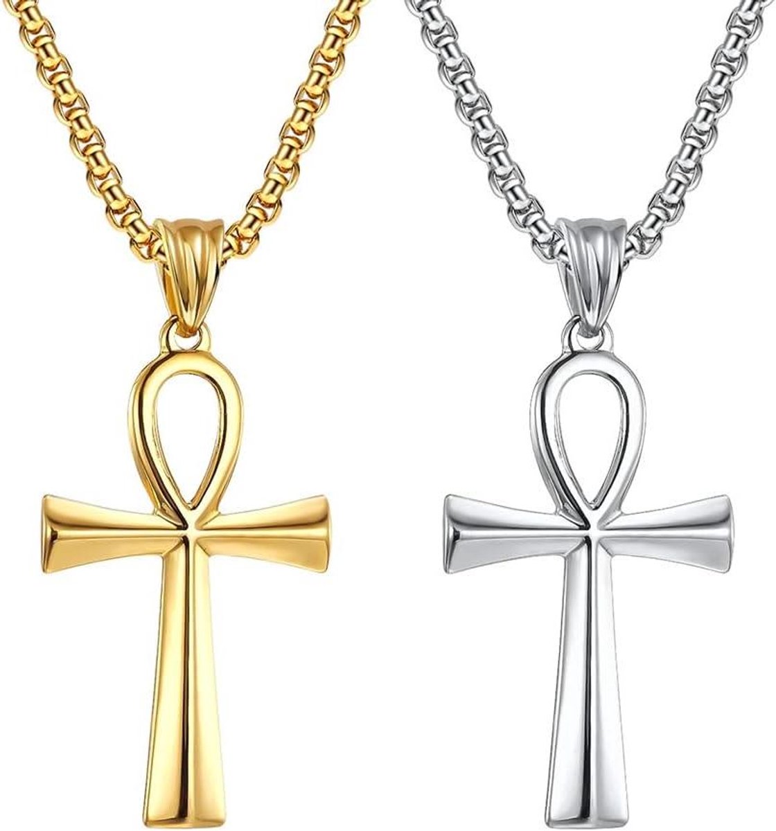 Nordivar - Egyptische ankh hangers in kruisvorm voor mannen, gothic, punk, hiphop - set van 2