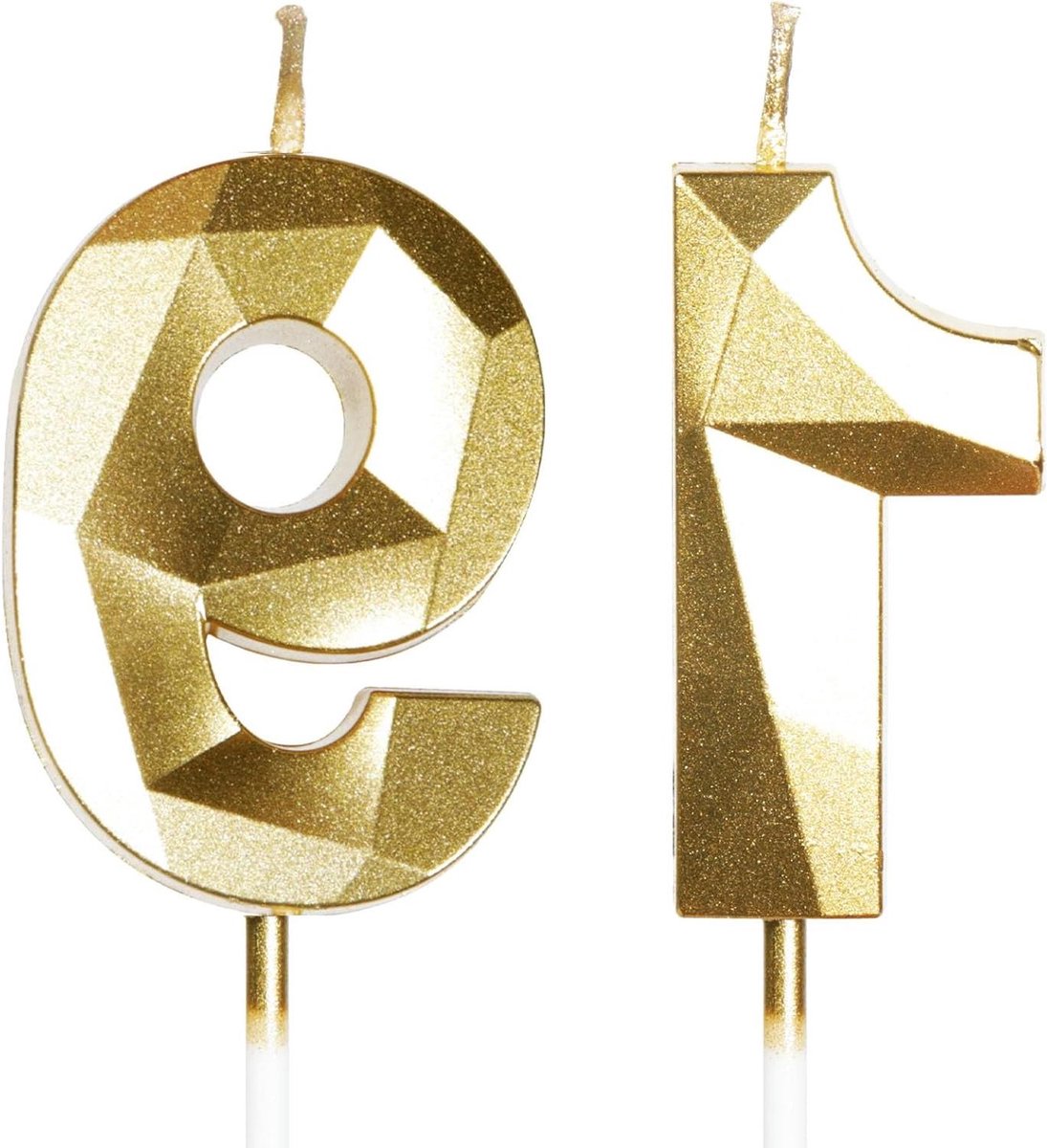 Nordivar - Gouden verjaardagskaarsen nummer 19 voor jongens meisjes verjaardagsfeestje huwelijksverjaardag - Taartkaars taarttopper decoraties met gelukkige verjaardagskaars.
