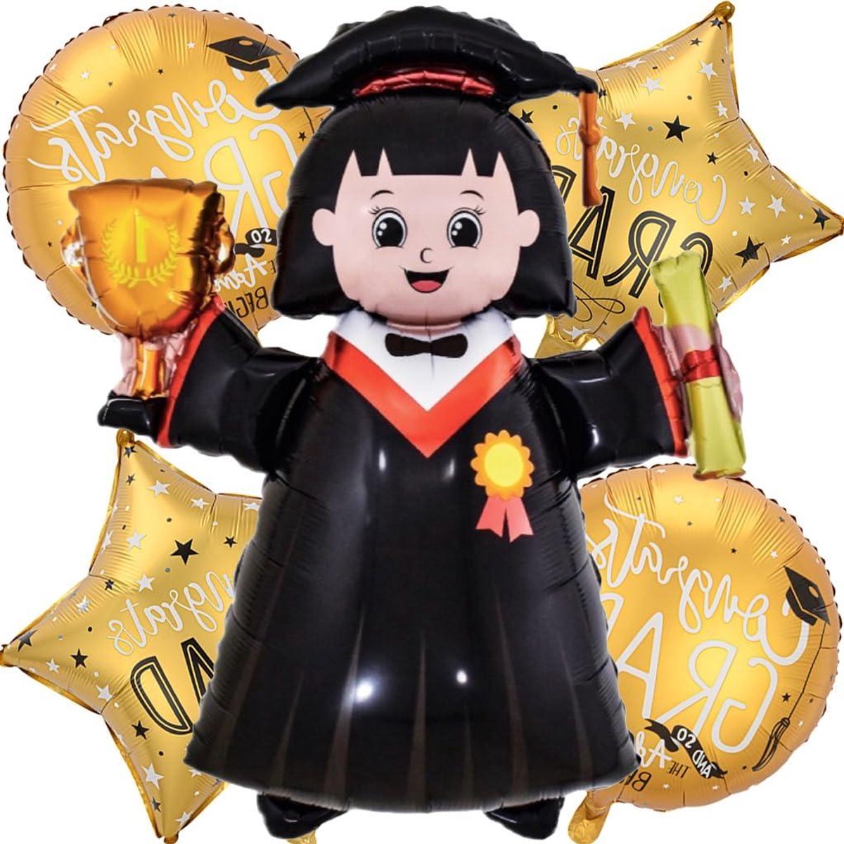 Nordivar - Grote Graduatieballonnen voor Dames - Afstudeerfeest Decoratie - Folieballon Universiteit - Goud