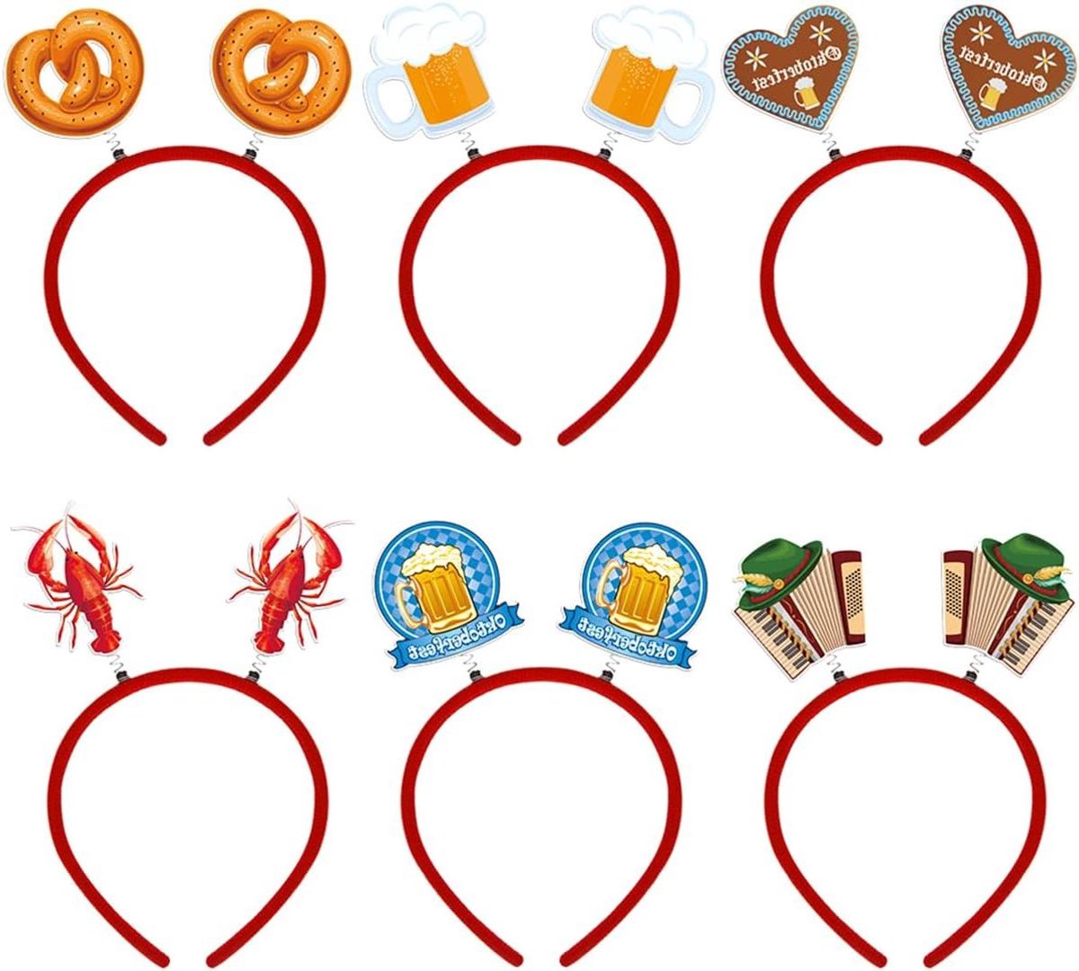 Nordivar - Haarsieraden voor Oktoberfest - 6 stuks decoratie accessoires dames dirndl - peperkoekhart.