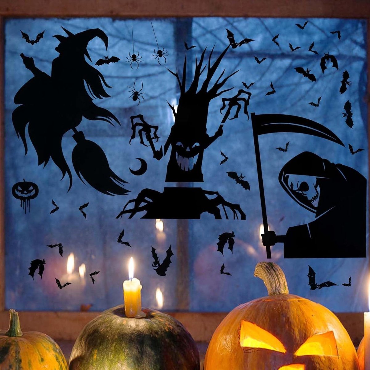 Nordivar - Halloween Decoratieve Raamstickers met Spookachtige Monsters - Feestelijke Horror Decoratie met Enge Afbeeldingen - DIY Huis en Deur Versiering - 9 Vellen (Stijl 3)