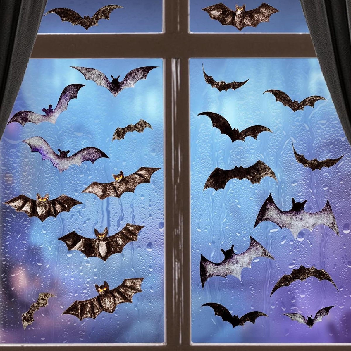 Nordivar - Halloween Raamstickers, Enge Griezelige Stickers voor Kinderfeest en Decoratie - Zwarte Vleermuis