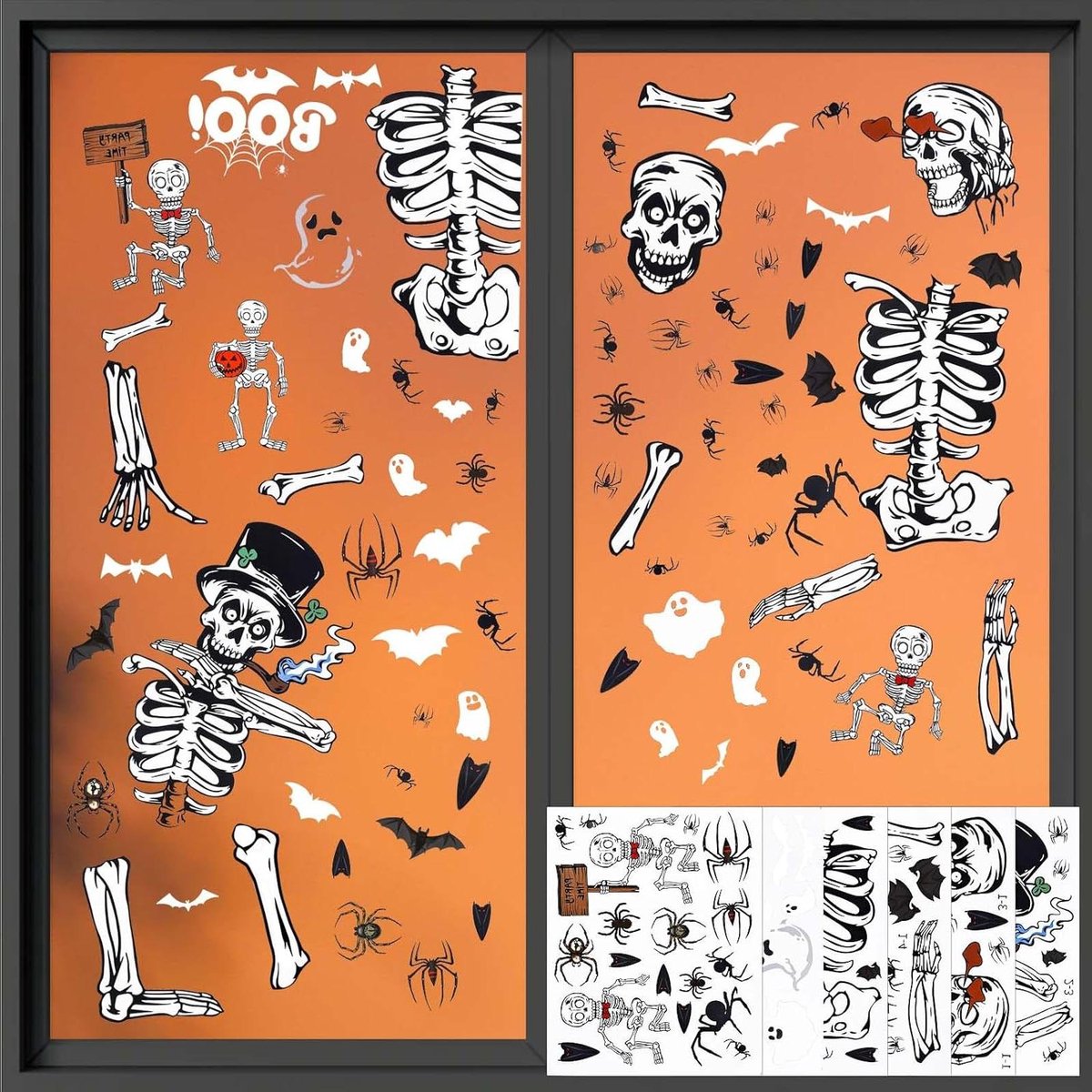 Nordivar - Halloween Raamstickers Vleermuis Spin Spook Halloween Raamdecoraties School Winkel Home Feestdecoraties