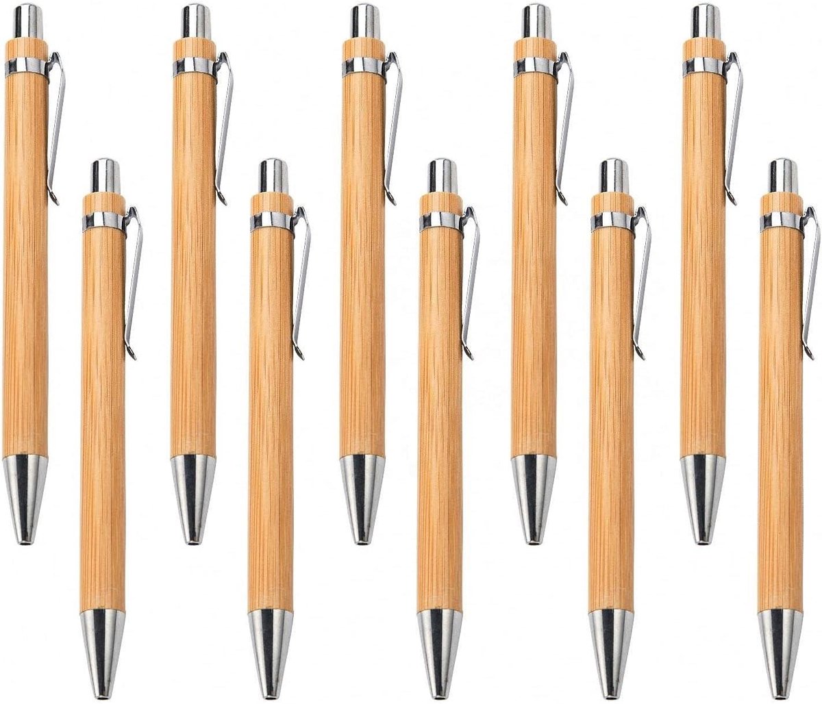 Nordivar - Houten balpen set van hout als schrijfgerei cadeau voor studenten, collegas en vrienden - 10 stuks.