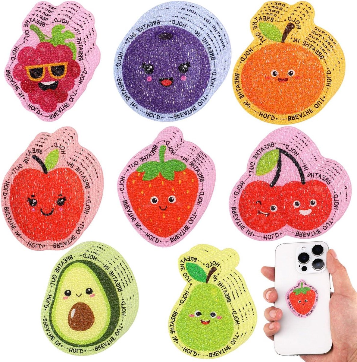Nordivar - Sensorische Stickers Set voor Stressverlichting en Fidgeten met Fruit Design - Avocado, Kers, Citrus - 40 Stuks - Geschikt voor Klaslokaal, Kantoor, Volwassenen en Kinderen
