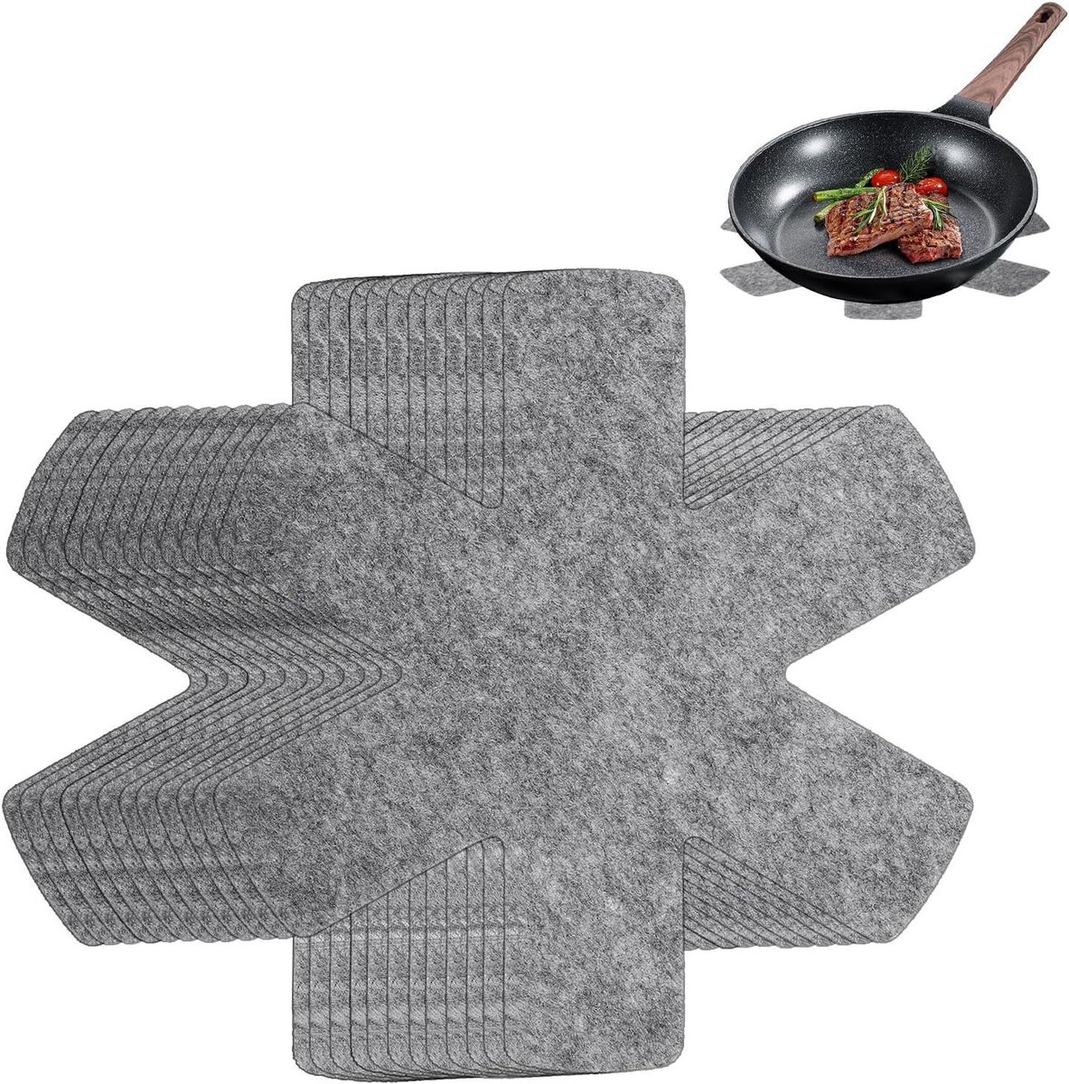 Nordivar 12-delige Set Pannenbeschermers Grijs 2mm Dik Vilt - Geschikt voor Alle Potten en Kookgerei