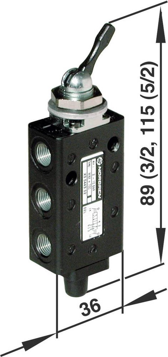 Norgren Mechanisch bedienbaar pneumatisch ventiel X3044302 Materiaal (behuizing) Aluminium 1 stuk(s)