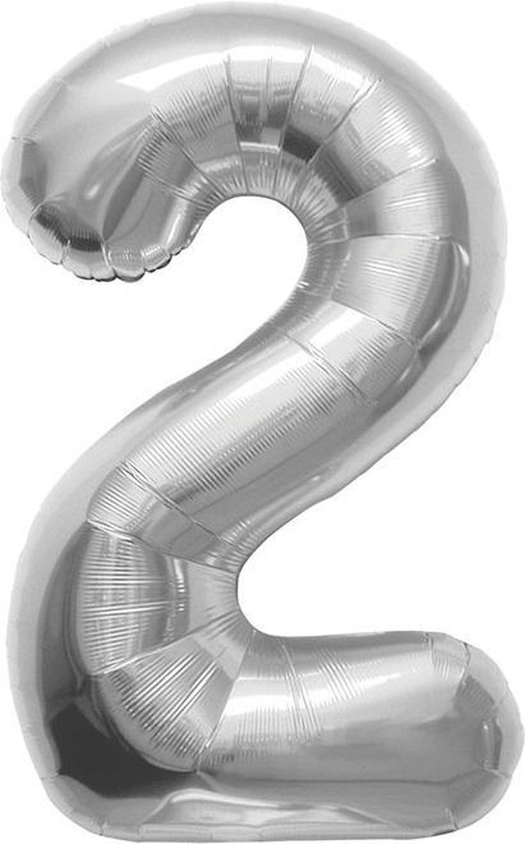 Cijfer 2 Zilver lucht 41cm