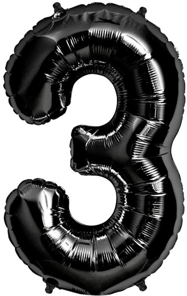 XL Folieballon 3 (90cm) Zwart