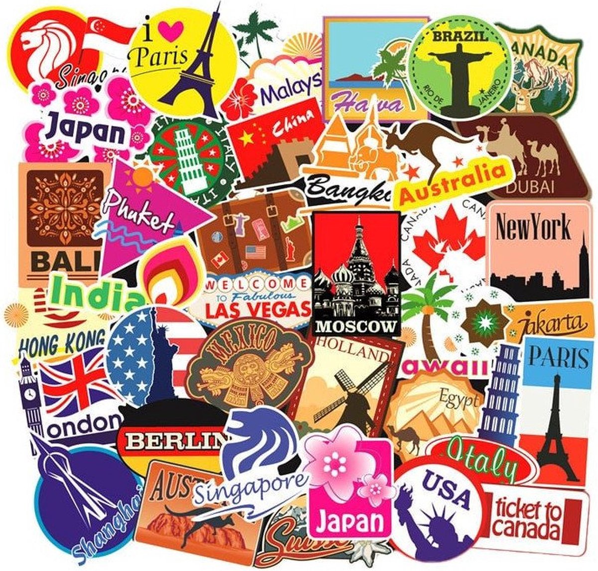 100x stickers, bestemmingen