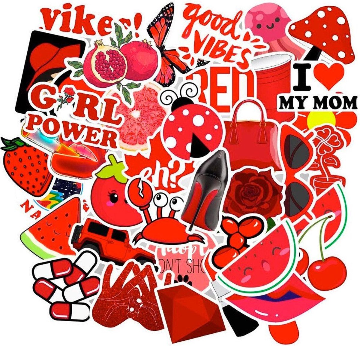 50x Stickers en Decals - VSCO Red