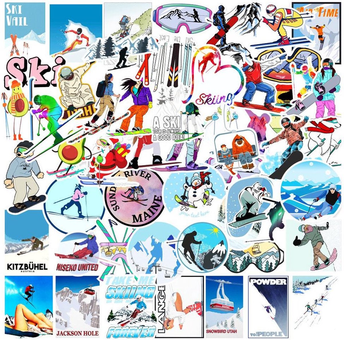 Pakje Stickers - Skiën