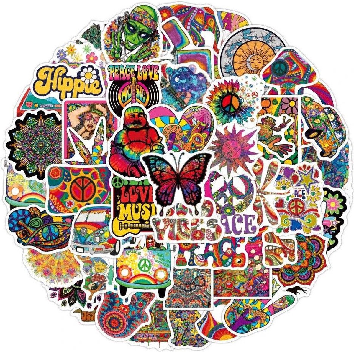Stickers - hippie - 50 st