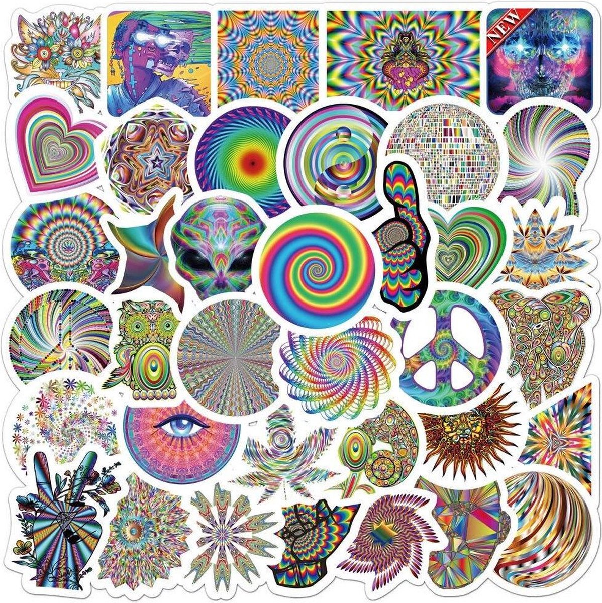 Stickers - psychedelische patronen - 50 st