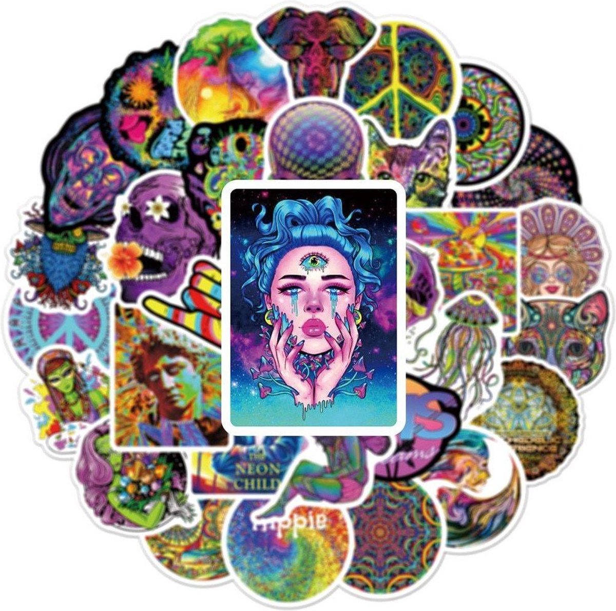 Stickers - psychedelische patronen - 50 st