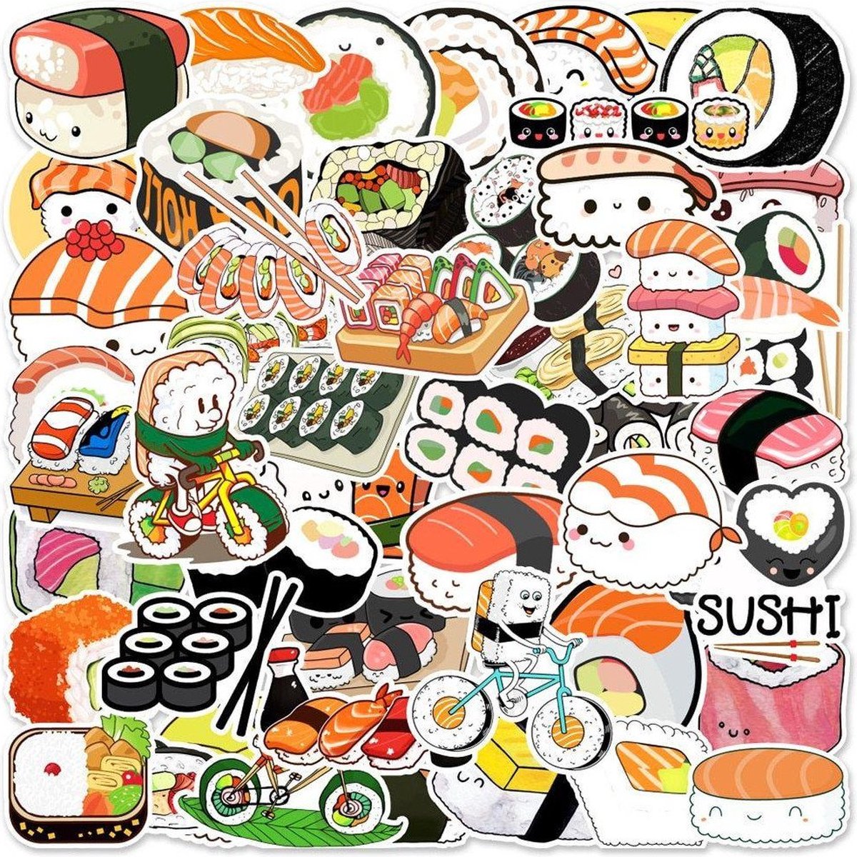 Unieke stickers - sushi-motieven - 50 st