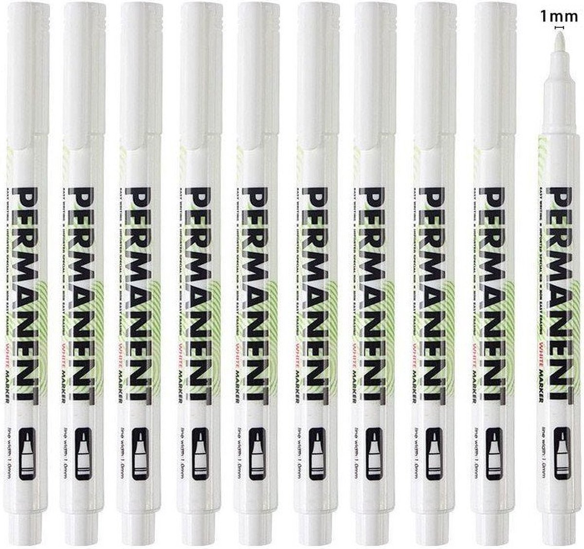 Witte viltstiften - 1 mm - 10 st