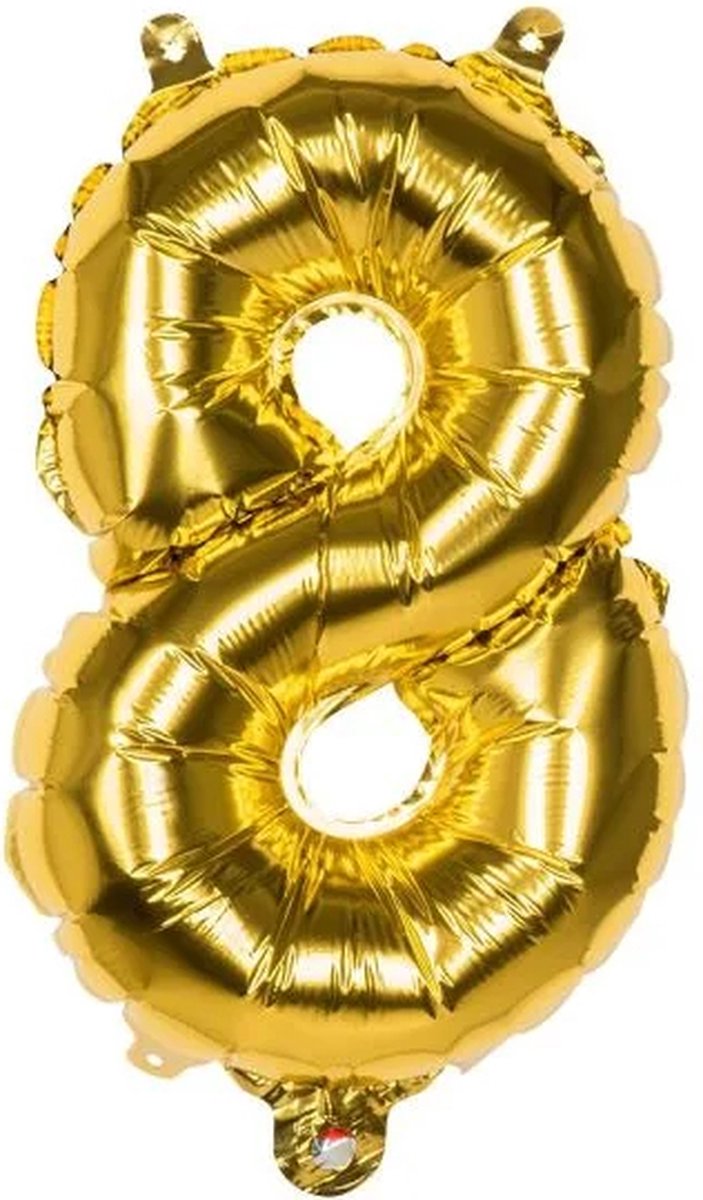 Folieballon - cijfer 8 - goud - 51x83cm