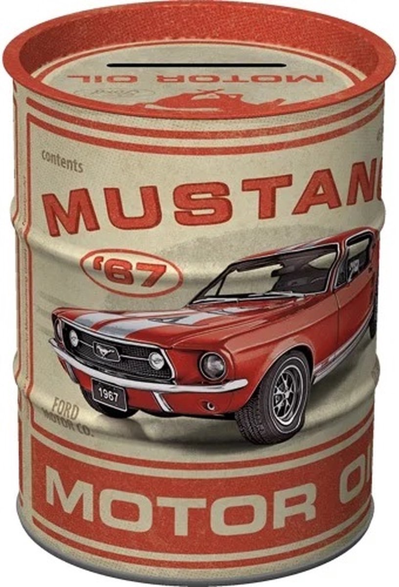 Ford Mustang GT 1967 Motor Oil. Money Box Oil Barrel . Spaarpot.