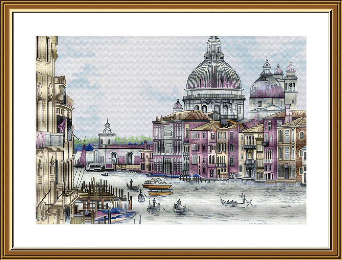 Borduurpakket Nova Sloboda - Pearl of Italy - Venetië - Venetië, Parel van Italië - bewerkte achtergrond