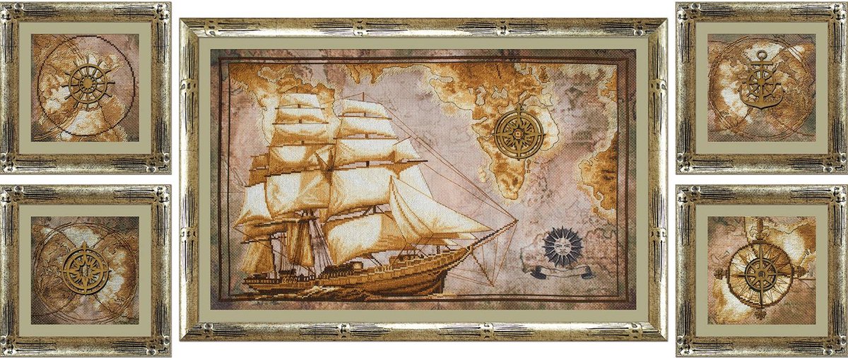 Borduurpakket Nova Sloboda - Sea trip - Zeereis (bedrukte achtergrond)