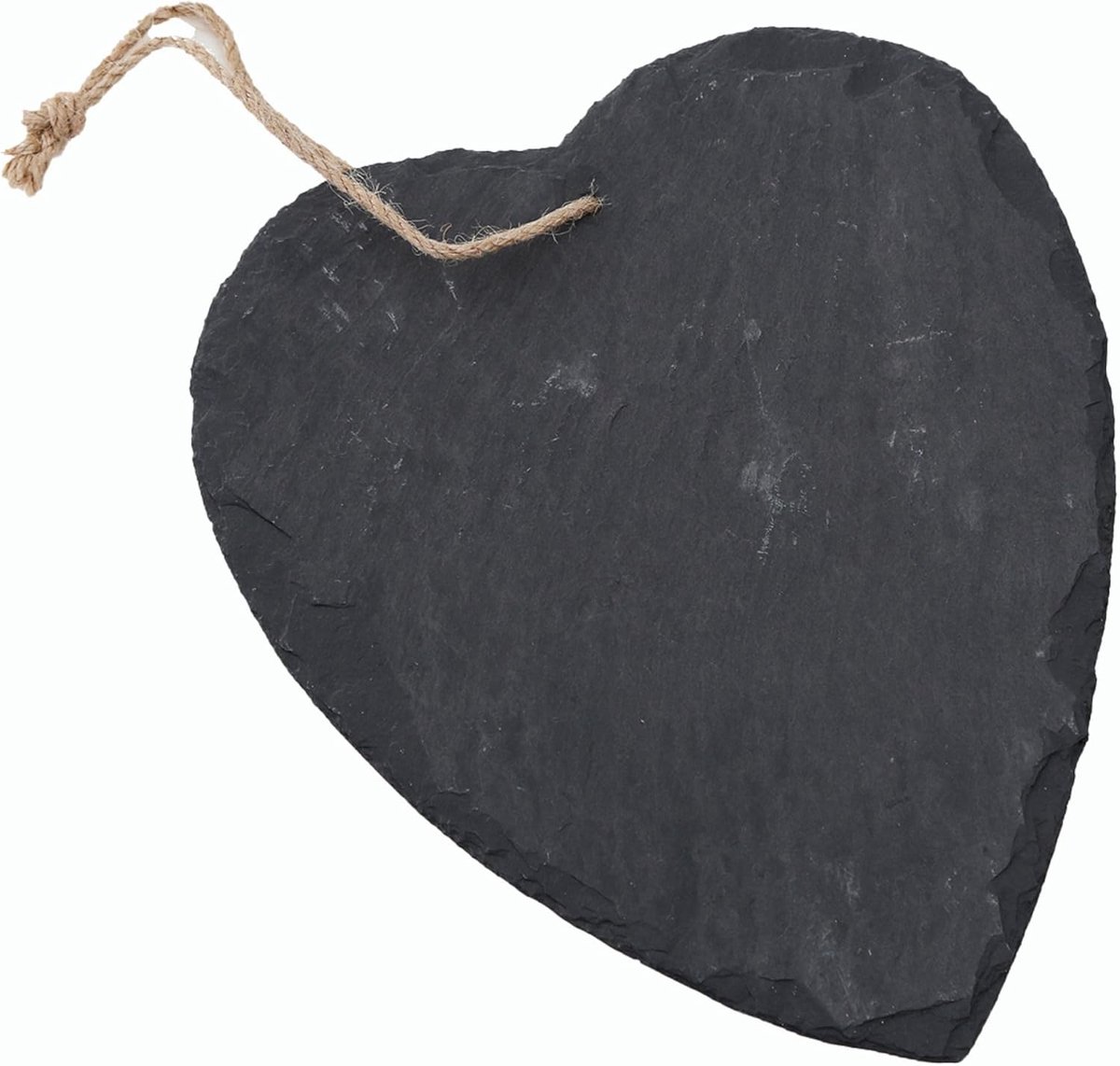 Leisteen hart om op te hangen met jute lint leisteen bord decoratie wanddecoratie (hart 1,17 cm)