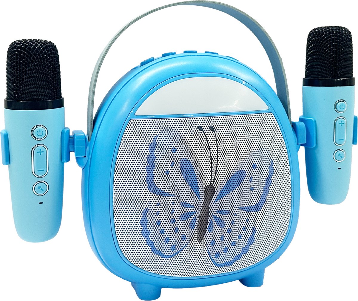 Karaoke Set vlinders - karaoke microfoon kinderen Blauw - karaoke kinderen - Bluetooth Speaker -   voor Volwassenen en Kinderen