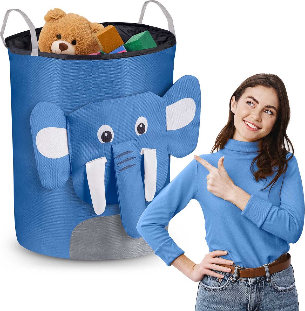 Nukido speelgoedmand - blauwe olifant