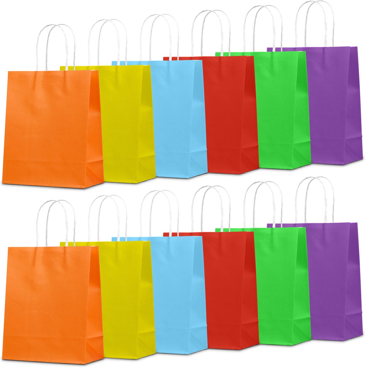 Nuvona 24x Uitdeelzakjes van Papier - 6 verschillende kleuren - 21x15 cm