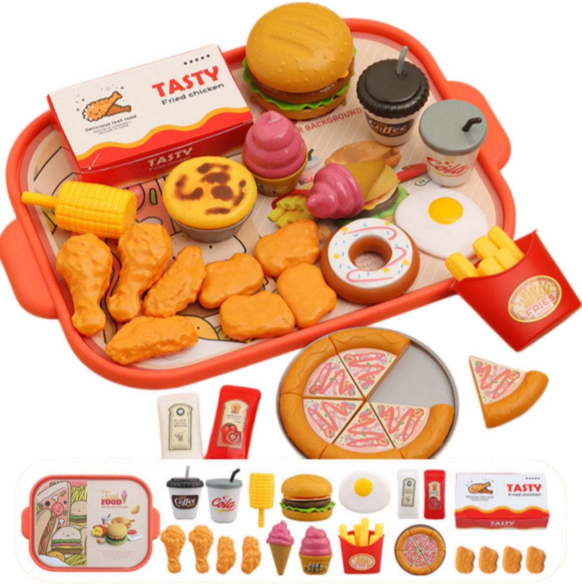 40-Delige Set Van Children  S Play House Speelgoed, Voedsel Keuken Speelgoed Set, Burger Fast Food Set, Educatieve Verjaardagscadeau, Geschikt Voor Jongens En Meisjes