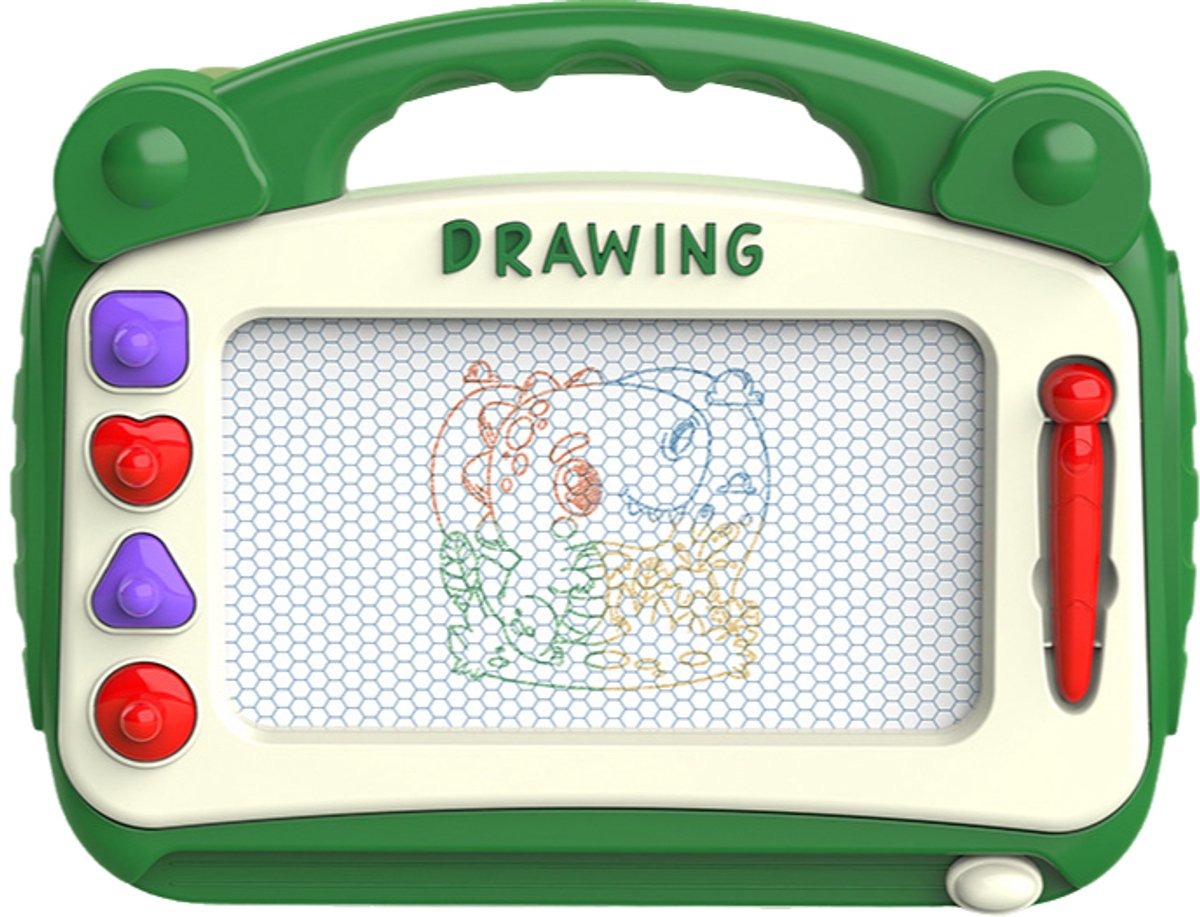 Draagbaar Magnetisch Tekenbord voor Kinderen - Compact Doodle Board - Inclusief 4 Magnetische Stempels & Magische Pen - Educatief Speelgoed vanaf 3 Jaar - Ideaal voor Reizen & Onderweg - Groen
